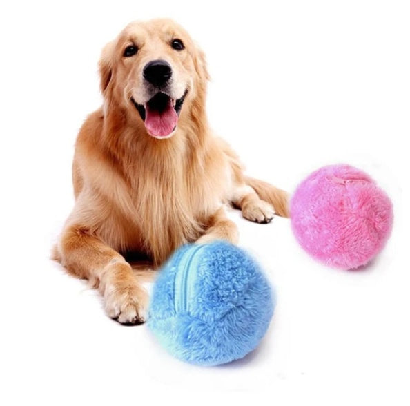 HKM-608915 Three-Color Sounding Anti-Bite Cat Toy Ball with Plush and Electronic Components - Magic Smart Ball, 13.5 cm Diameter
