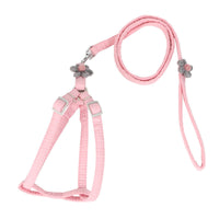 HKM-529555 Stylish Pink and Blue Dog Flower Traction Rope with Chest and Back Support