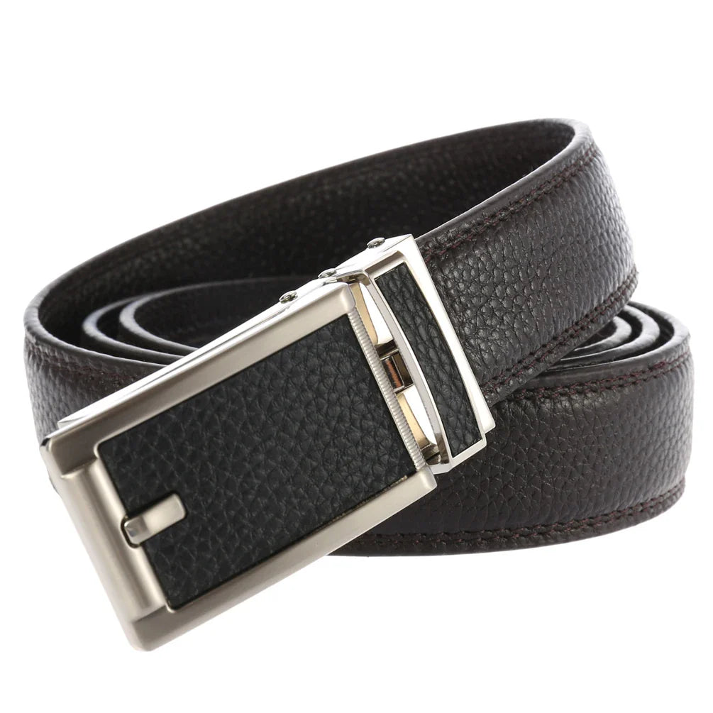 HKM-676435 Automatic Buckle Fashion Ratchet Leather Belt - Model LY33-32322-5