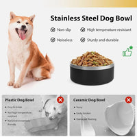 HKM-127571 Stainless Steel Dog Bowl with Non-Slip Base, 42oz Capacity, Dishwasher Safe and Easy to Clean
