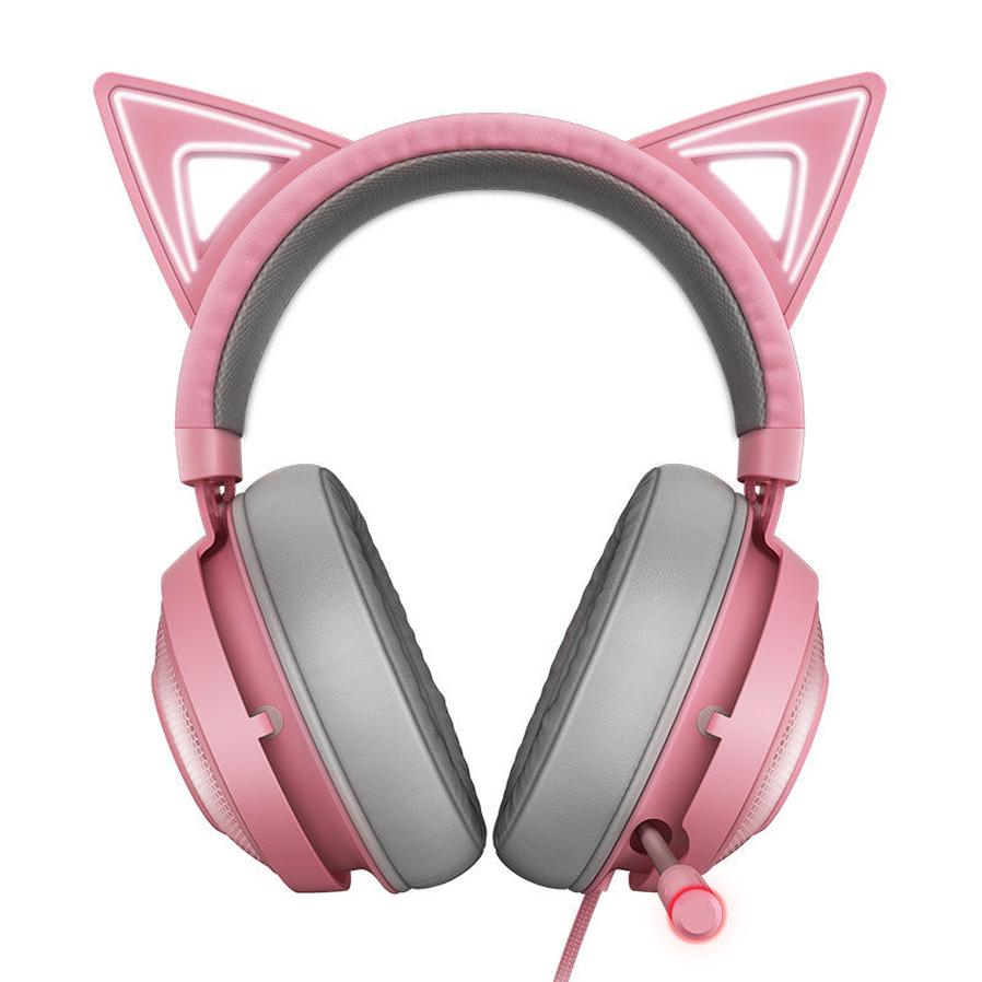 KTX-198035 Glowing Cat Ear Wired Headphones with Universal USB Connector