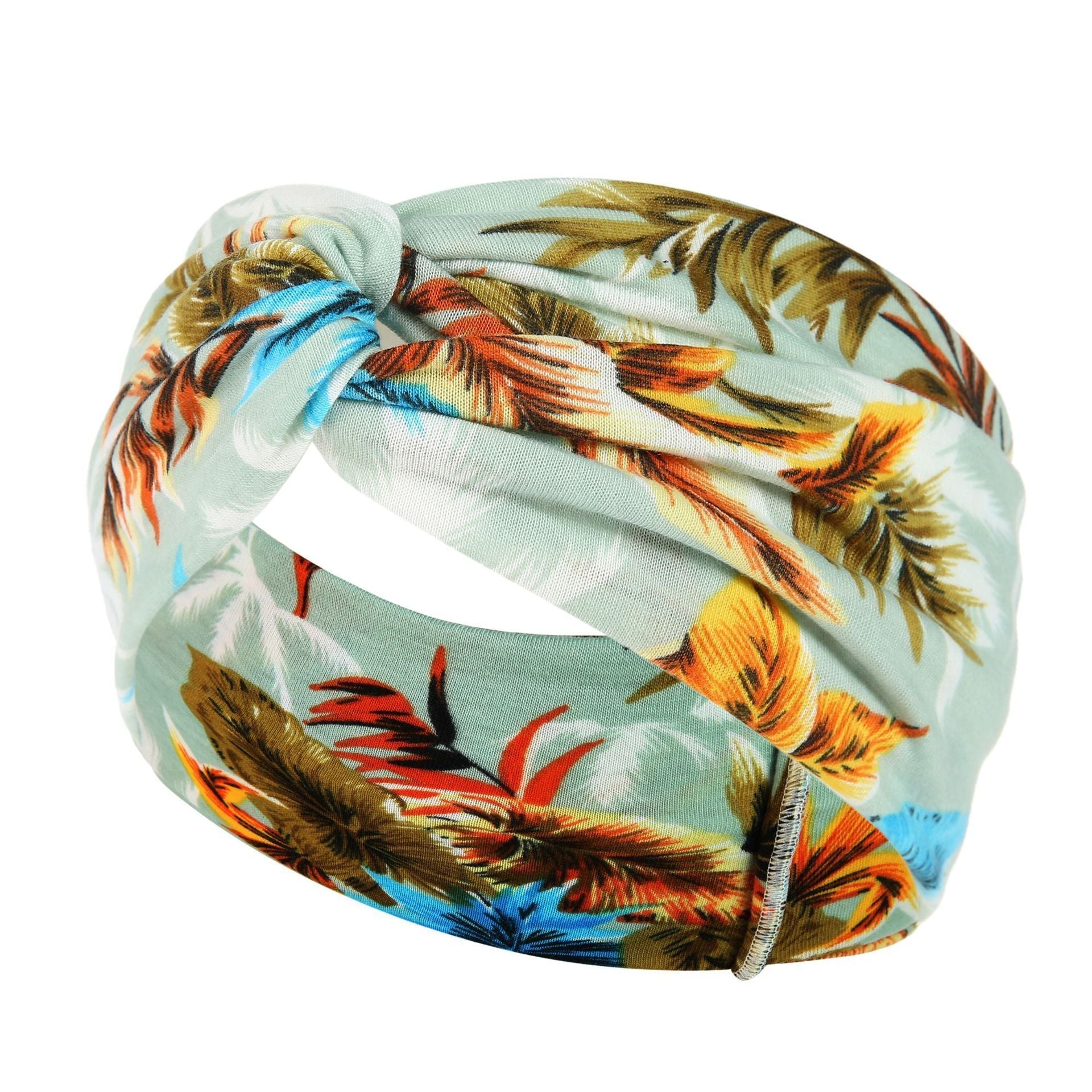 HKM-669395 Floral Plaid Women's Printed Knitted Wide-Brim Headband