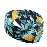 HKM-669395 Floral Plaid Women's Printed Knitted Wide-Brim Headband