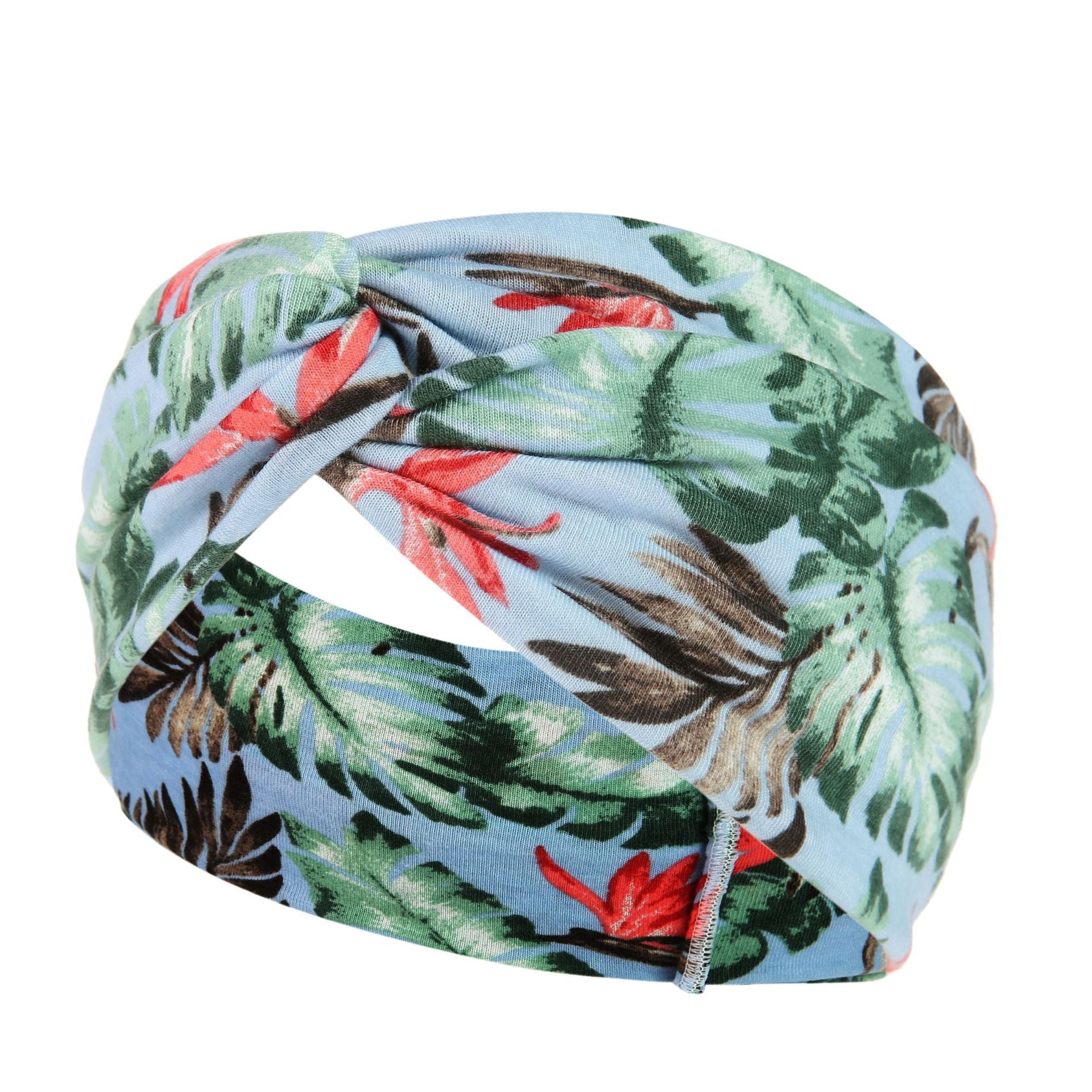 HKM-669395 Floral Plaid Women's Printed Knitted Wide-Brim Headband