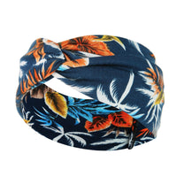 HKM-669395 Floral Plaid Women's Printed Knitted Wide-Brim Headband