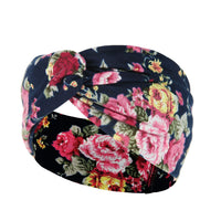 HKM-669395 Floral Plaid Women's Printed Knitted Wide-Brim Headband