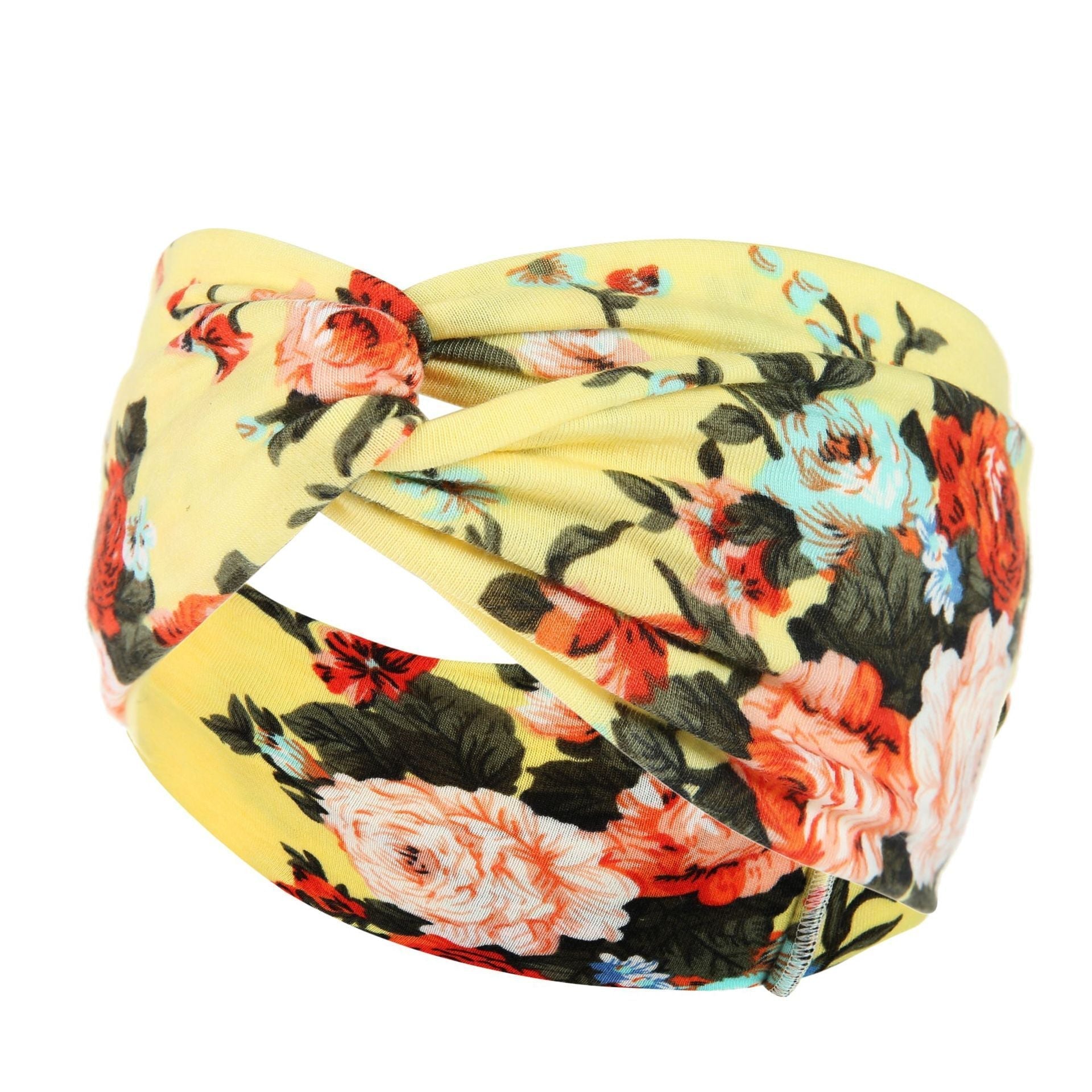 HKM-669395 Floral Plaid Women's Printed Knitted Wide-Brim Headband