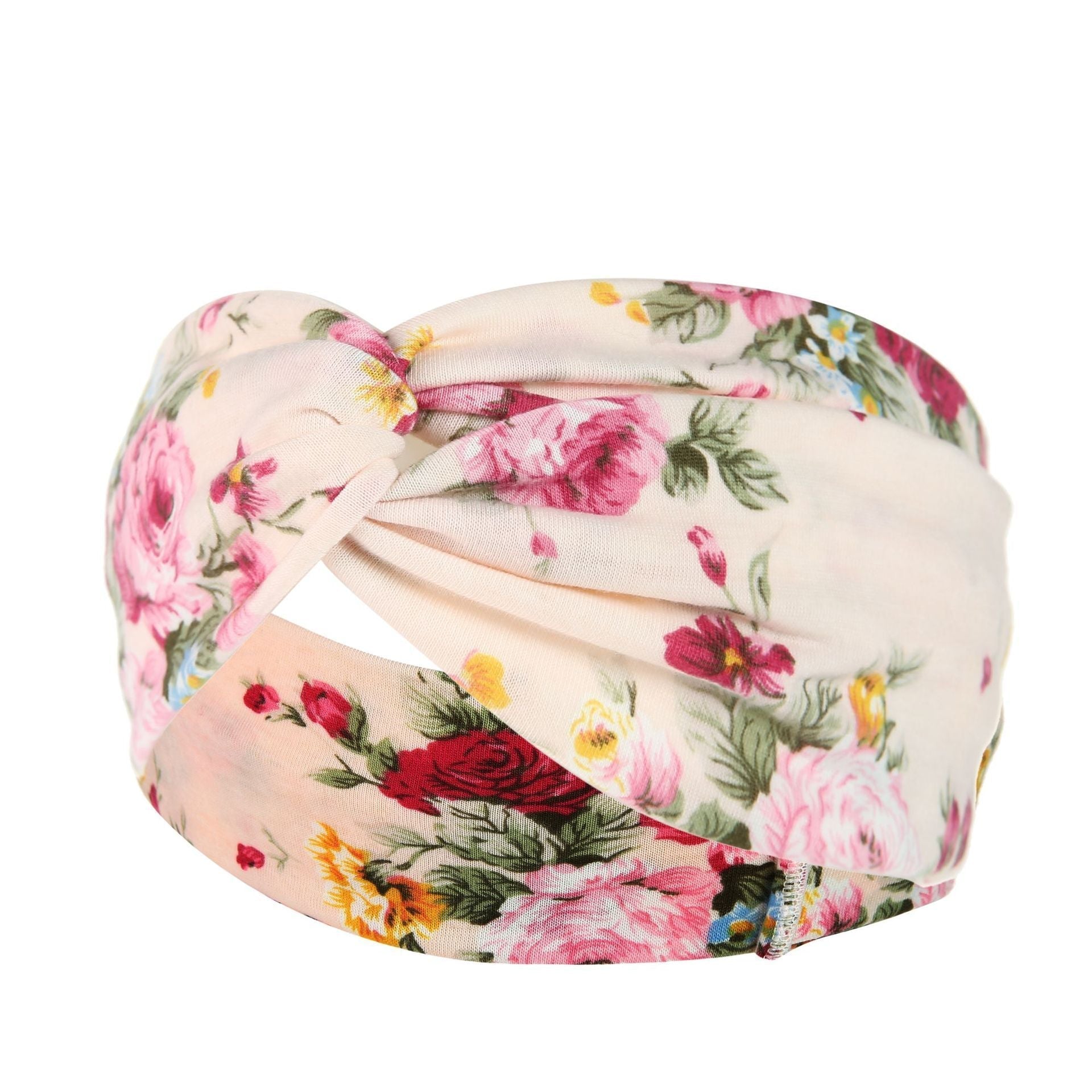 HKM-669395 Floral Plaid Women's Printed Knitted Wide-Brim Headband
