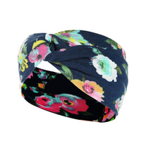 HKM-669395 Floral Plaid Women's Printed Knitted Wide-Brim Headband