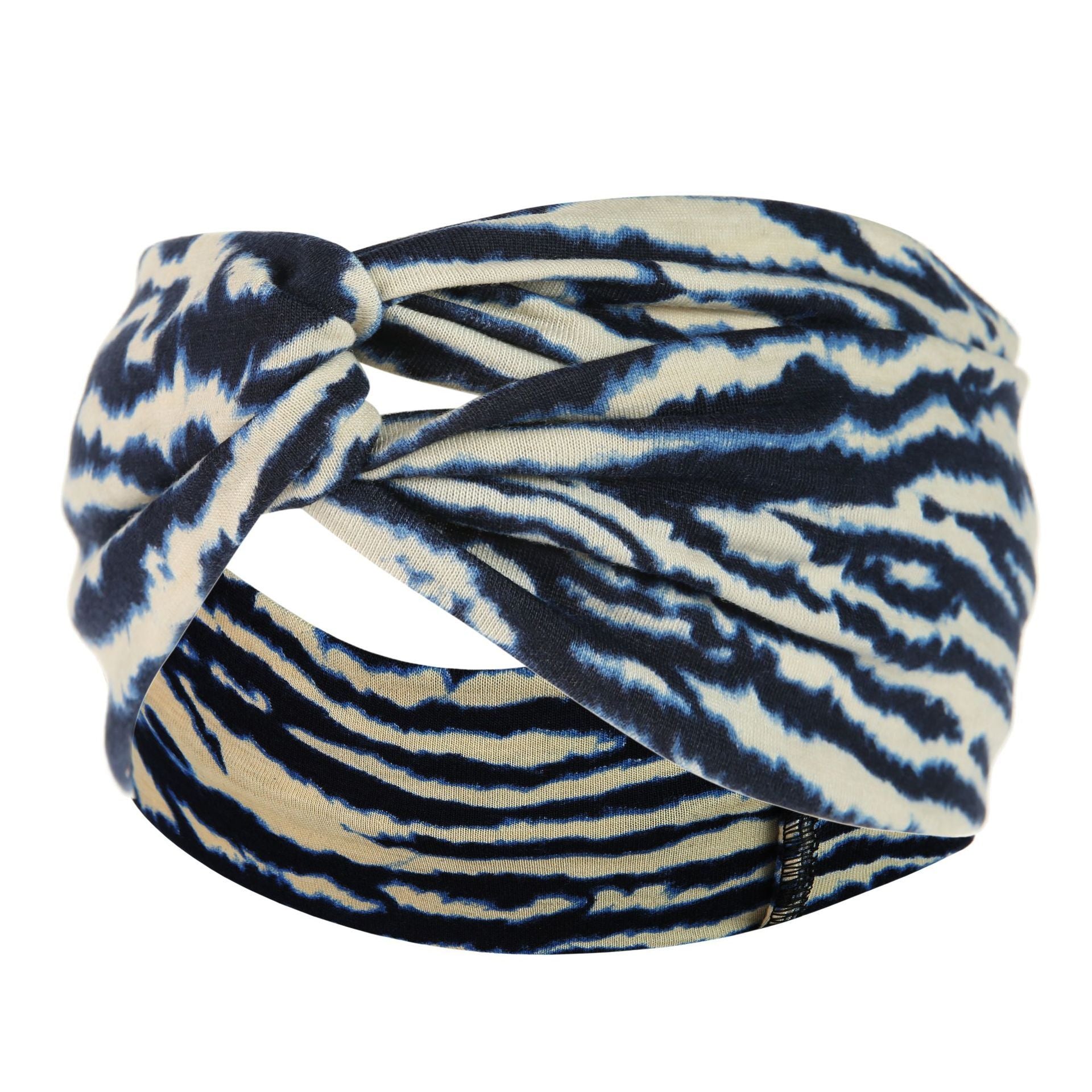HKM-669395 Floral Plaid Women's Printed Knitted Wide-Brim Headband