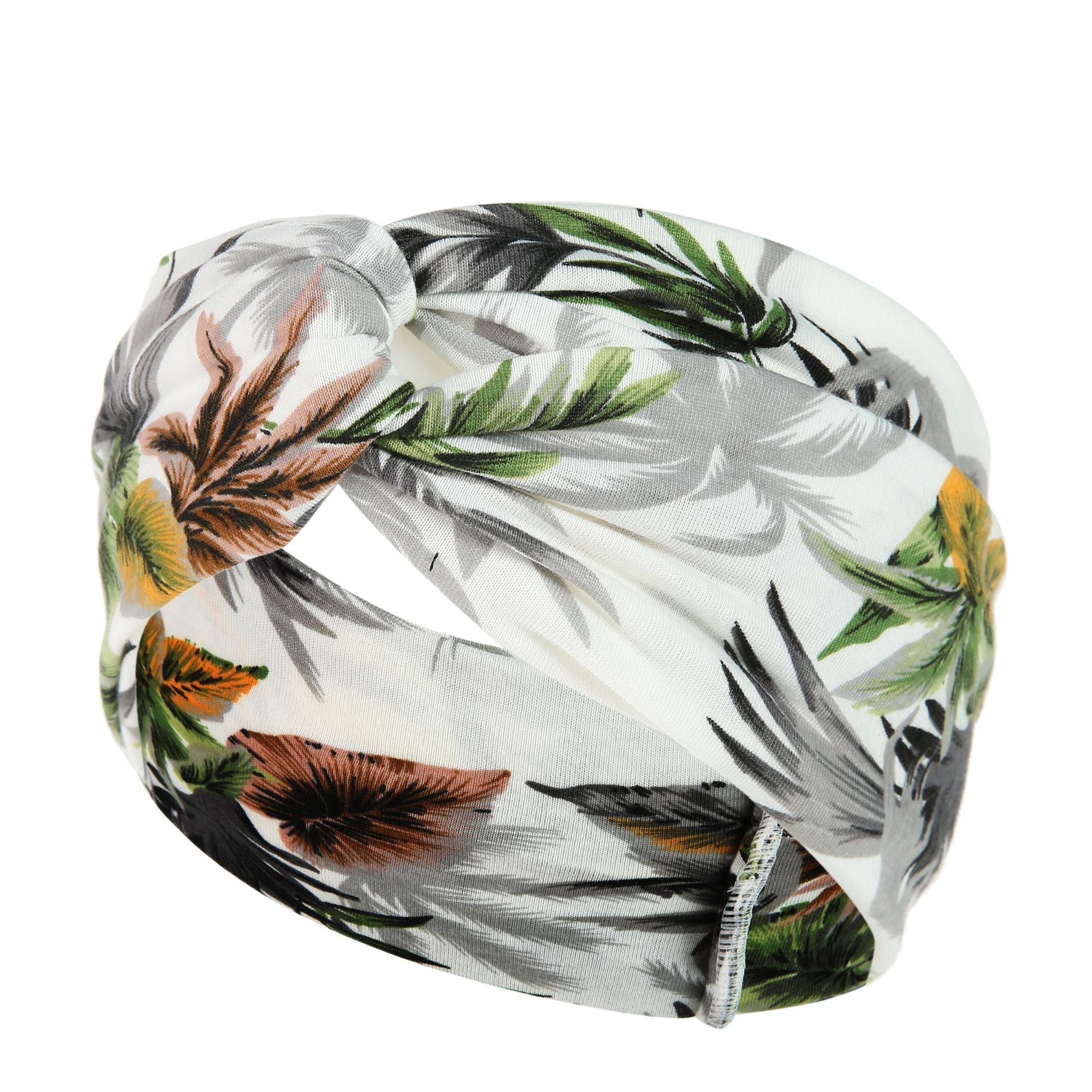 HKM-669395 Floral Plaid Women's Printed Knitted Wide-Brim Headband