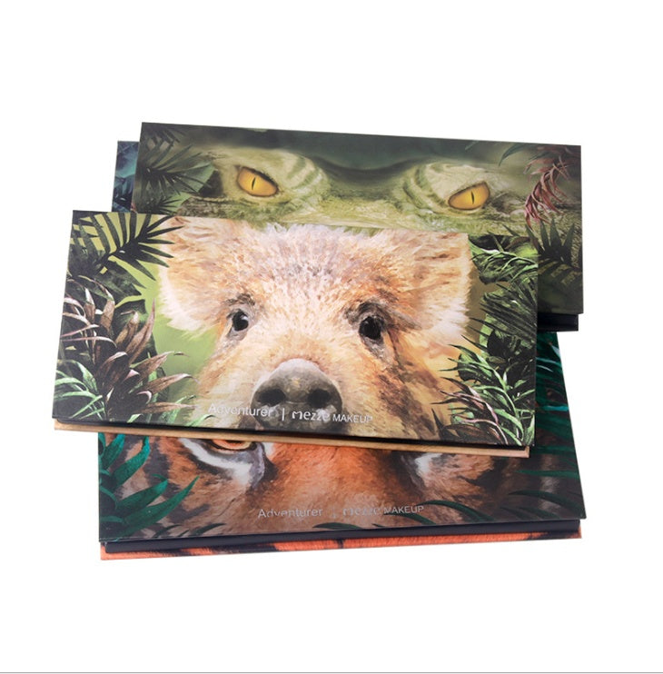 HKM-031635 Explorer Eyeshadow Palette - 12 Color Animal-Themed Shades: Piglet, Tiger, Crocodile, Ice Wolf