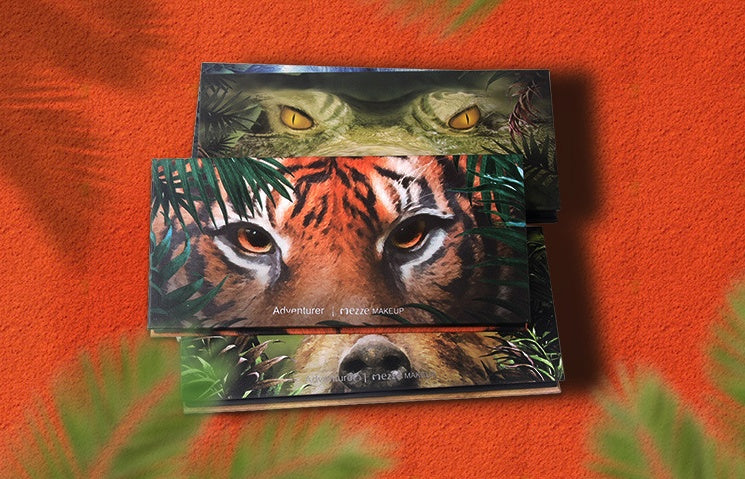 HKM-031635 Explorer Eyeshadow Palette - 12 Color Animal-Themed Shades: Piglet, Tiger, Crocodile, Ice Wolf