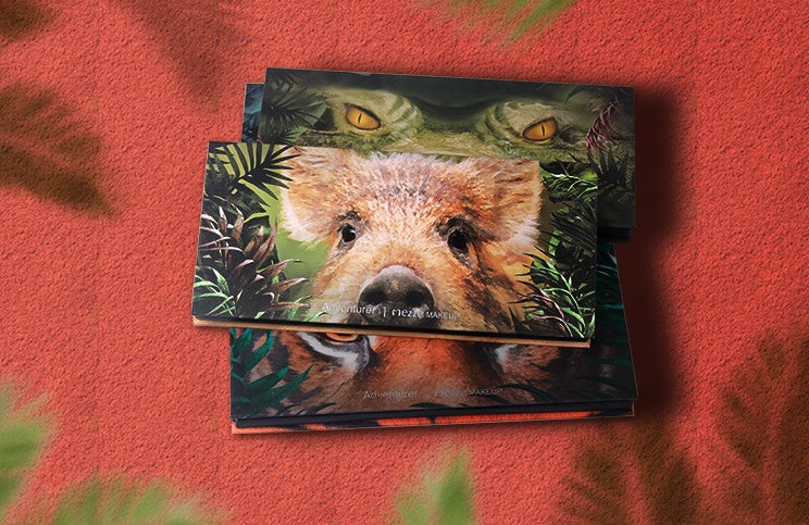 HKM-031635 Explorer Eyeshadow Palette - 12 Color Animal-Themed Shades: Piglet, Tiger, Crocodile, Ice Wolf