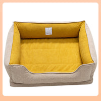 HKM-023507 Comfortable Removable and Washable Waterproof Square Cat Kennel - Available in Khaki, Apricot, and Yellow, Sizes M, L, XL