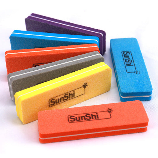 HKM-283987 Mini Sponge Nail File for Short Square Manicures - No Sand Shedding, Multiple Colors Available