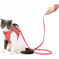 HKM-350931 Cat Vest Harness with Traction Rope ¨C Breathable Polyester Canvas & Mesh, Adjustable Sizes in Red, Blue, and Green