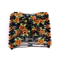 HKM-650131 Bright Beaded Variety Hair Clips and Magic Hair Comb Set with Acrylic and Metal Materials
