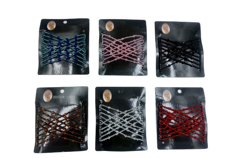 HKM-650131 Bright Beaded Variety Hair Clips and Magic Hair Comb Set with Acrylic and Metal Materials