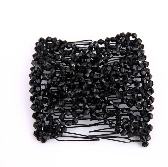 HKM-650131 Bright Beaded Variety Hair Clips and Magic Hair Comb Set with Acrylic and Metal Materials