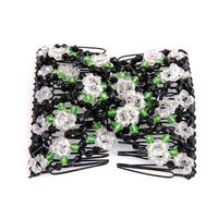 HKM-650131 Bright Beaded Variety Hair Clips and Magic Hair Comb Set with Acrylic and Metal Materials