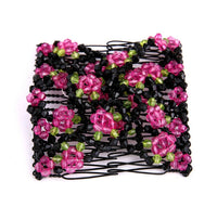 HKM-650131 Bright Beaded Variety Hair Clips and Magic Hair Comb Set with Acrylic and Metal Materials