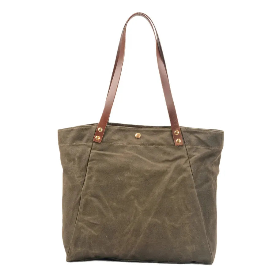 KTX-676627 Casual Unisex Shoulder Bag in Durable Waxed Canvas and Leather - Available in Multiple Colours