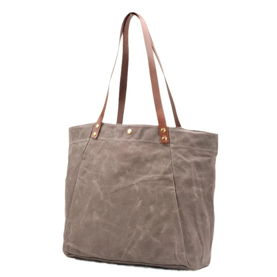 KTX-676627 Casual Unisex Shoulder Bag in Durable Waxed Canvas and Leather - Available in Multiple Colours