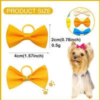 HKM-096339 Solid Color Pet Hair Bows - Macaron Style Rubber Bands for Dogs and Cats (50pcs)