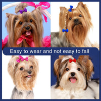 HKM-096339 Solid Color Pet Hair Bows - Macaron Style Rubber Bands for Dogs and Cats (50pcs)