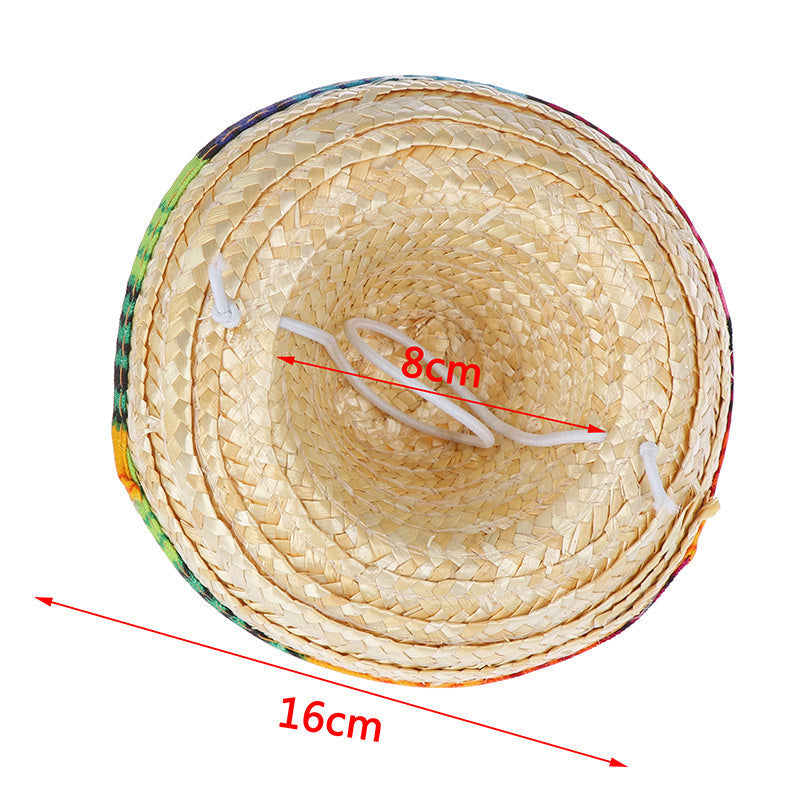 HKM-127763 Festive Adjustable Khaki Straw Wide Brim Hat for Pets