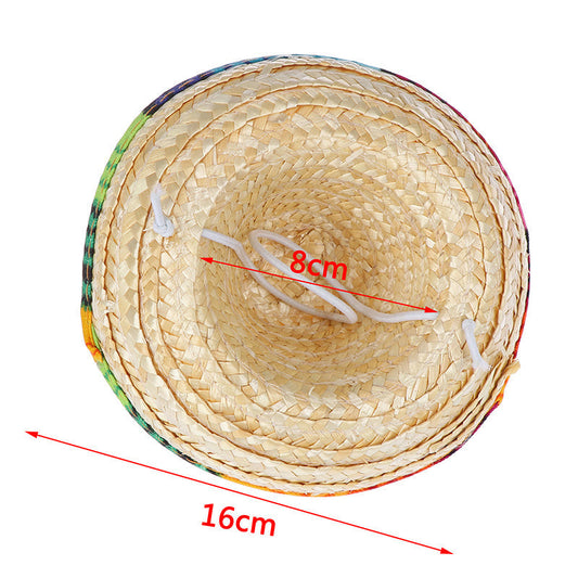 HKM-127763 Festive Adjustable Khaki Straw Wide Brim Hat for Pets