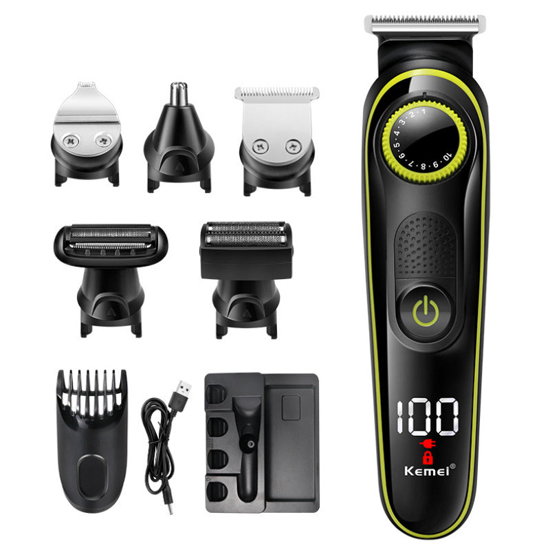 HKM-068691 Rechargeable 5-in-1 Household Electric Clippers with Multi-Cutter Heads and Accessories