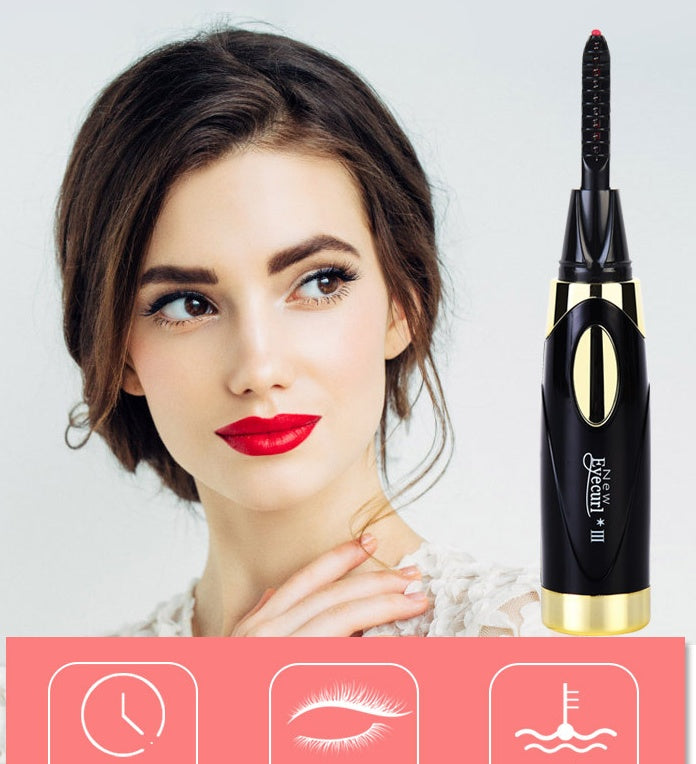 HKM-042003 Portable USB Charging Electric Eyelash Curler - Compact Black & White Design