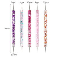 HKM-411603 Double Transparent Rod Nail Art Set with Point Drilling Pen, 5 Sets, 53g