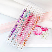 HKM-411603 Double Transparent Rod Nail Art Set with Point Drilling Pen, 5 Sets, 53g