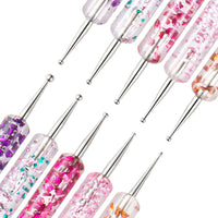 HKM-411603 Double Transparent Rod Nail Art Set with Point Drilling Pen, 5 Sets, 53g