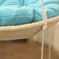 HKM-122131 Straw Cat Hammock and Climbing Frame for Cats - 50cm Diameter, Corn Husk and Cloth with Hemp Rope