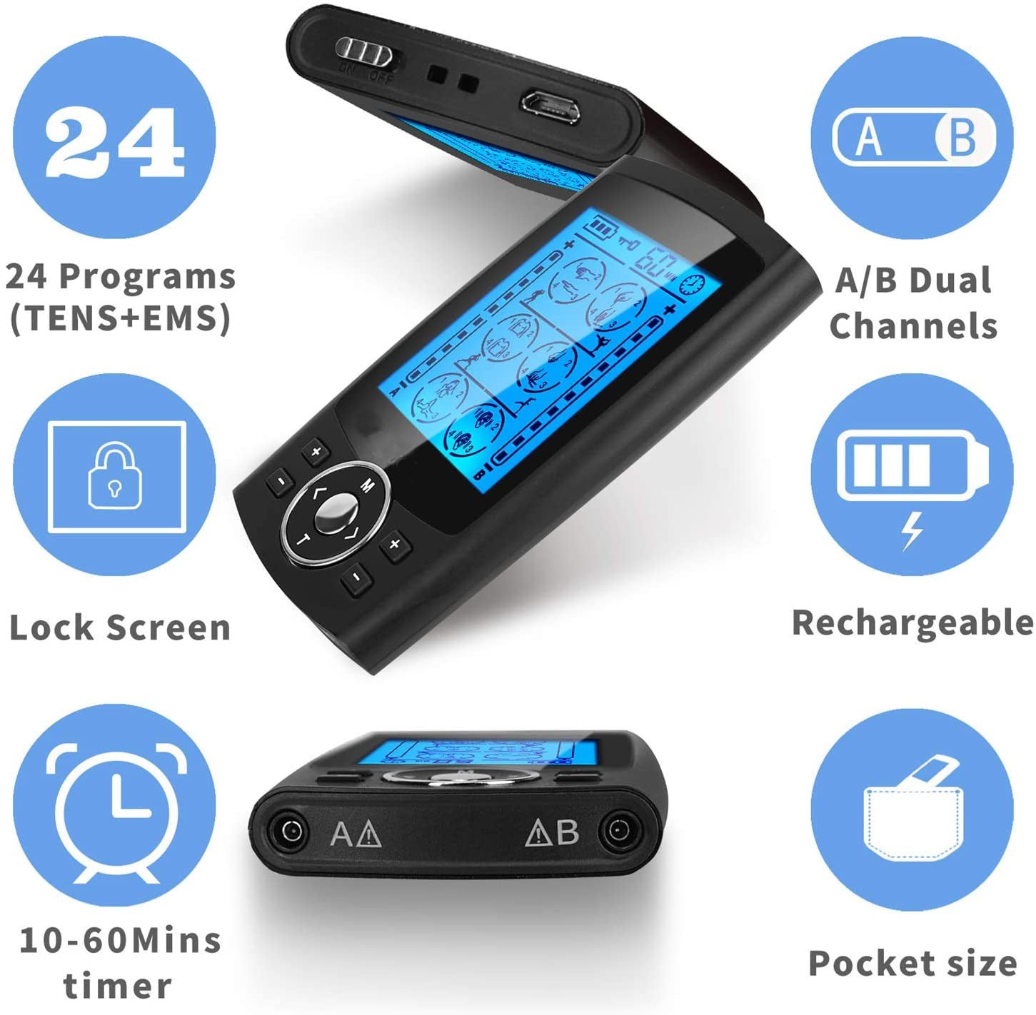 HKM-000851 Rechargeable Multi-Functional Cervical EMS Pulse Massager for Head, Neck, Back, and More