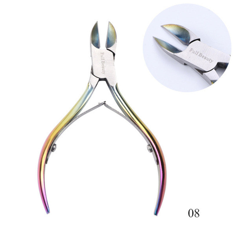 HKM-574291 Electroplated Nail Clippers with Dead Skin Fork Tweezers and Manicure Polishing Tool
