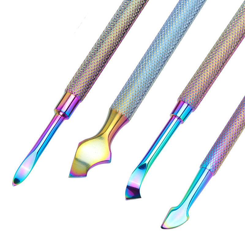 HKM-574291 Electroplated Nail Clippers with Dead Skin Fork Tweezers and Manicure Polishing Tool