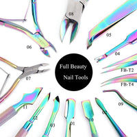 HKM-574291 Electroplated Nail Clippers with Dead Skin Fork Tweezers and Manicure Polishing Tool