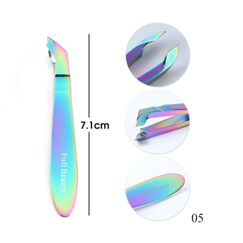 HKM-574291 Electroplated Nail Clippers with Dead Skin Fork Tweezers and Manicure Polishing Tool