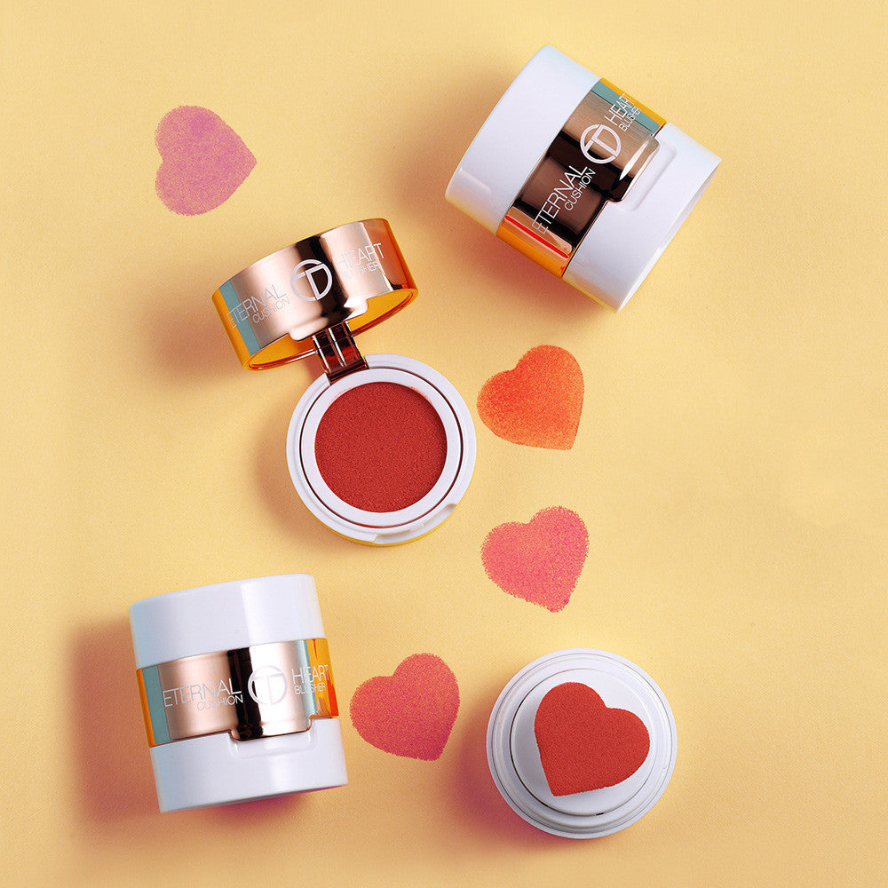 HKM-977299 Heart-Shaped Blush Cushion - Waterproof, Smooth Velvet Texture, 6ml