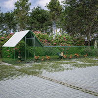HKM-153747 Durable Metal Chicken Coop with Removable Cover - Walk-in Poultry Run for Chickens, Ducks, and Rabbits