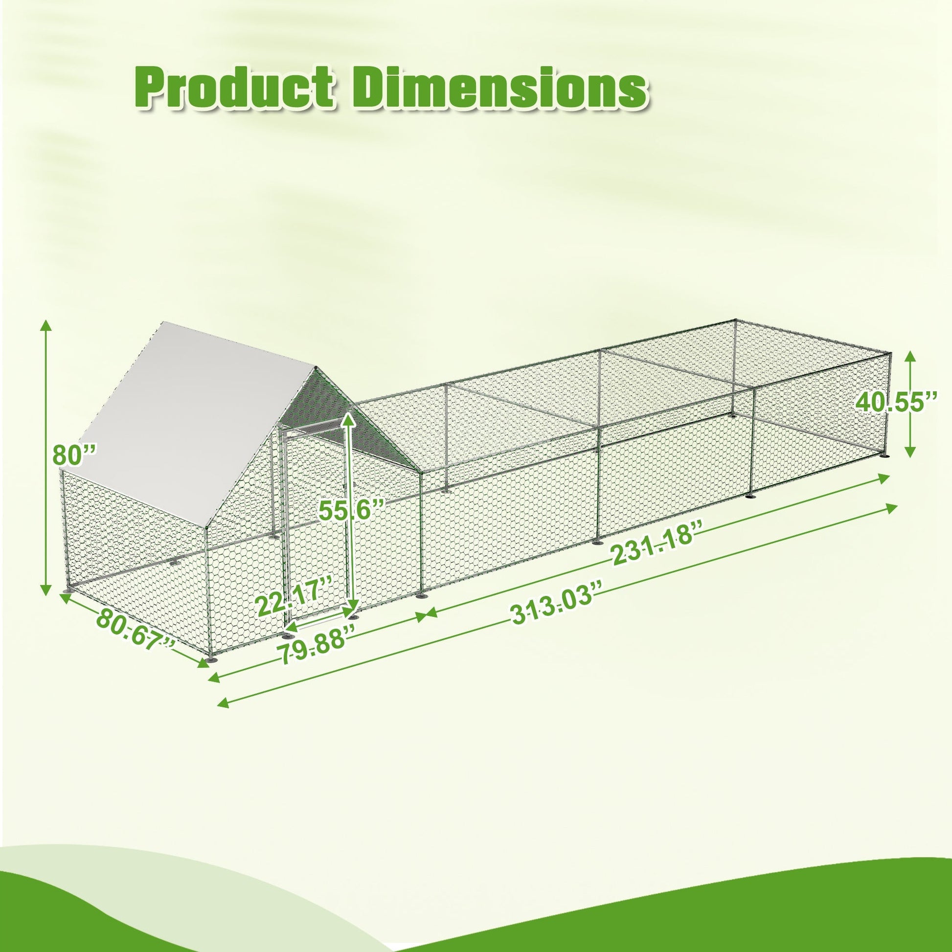 HKM-153747 Durable Metal Chicken Coop with Removable Cover - Walk-in Poultry Run for Chickens, Ducks, and Rabbits