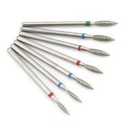 HKM-638675 Silver Tungsten Steel Nail Art Grinding Heads Set - 7 Diamond Polishing Tips for Nail Tools