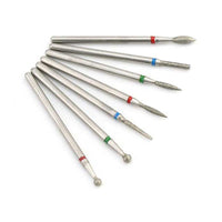 HKM-638675 Silver Tungsten Steel Nail Art Grinding Heads Set - 7 Diamond Polishing Tips for Nail Tools