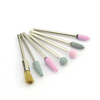 HKM-638675 Silver Tungsten Steel Nail Art Grinding Heads Set - 7 Diamond Polishing Tips for Nail Tools