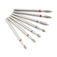 HKM-638675 Silver Tungsten Steel Nail Art Grinding Heads Set - 7 Diamond Polishing Tips for Nail Tools